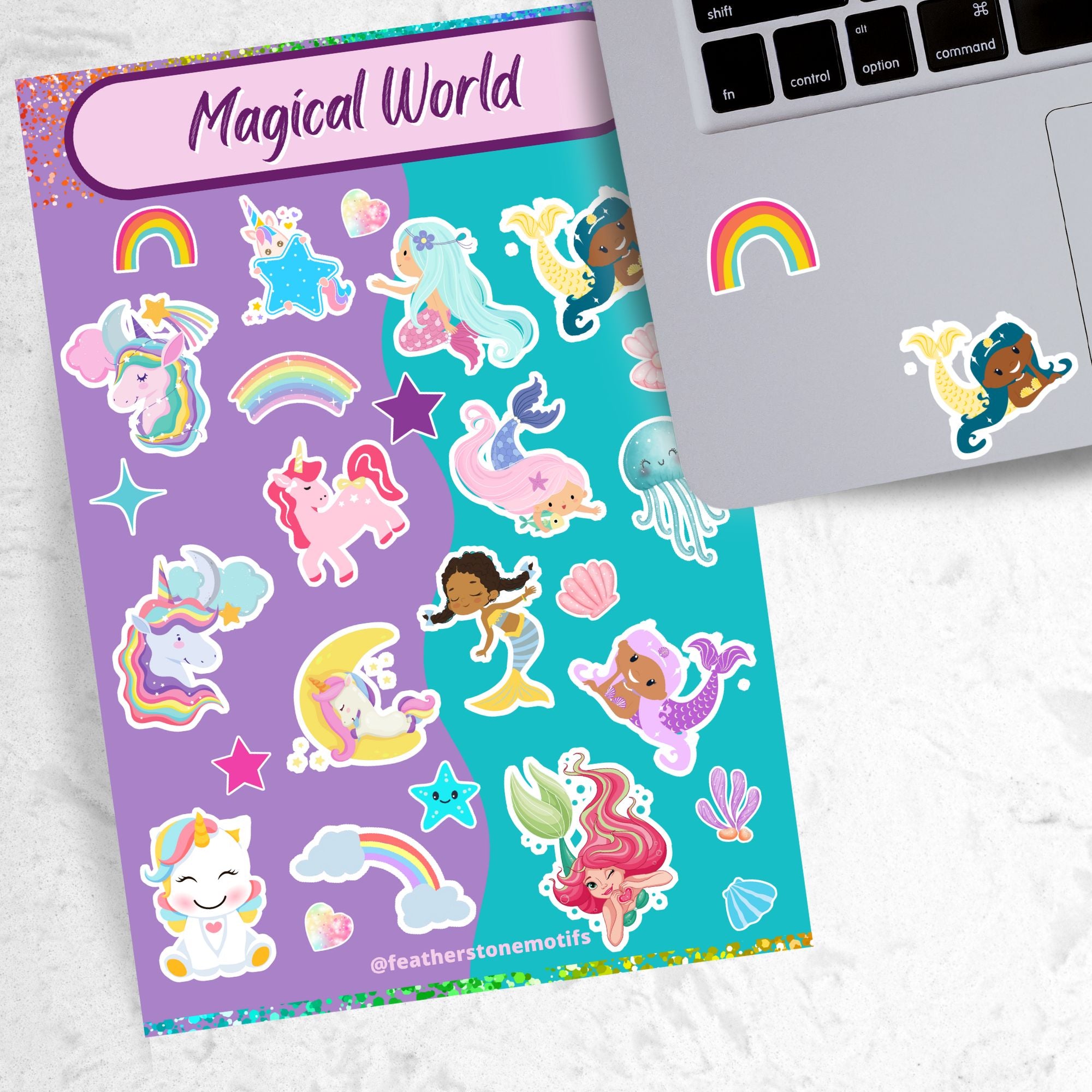 Magical World Sparkle Sticker Sheet – Featherstone Motifs
