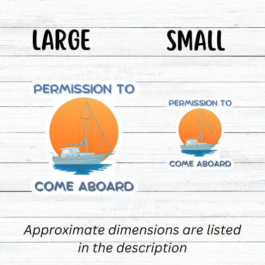 Ahoy Captain, permission to come aboard? This individual die-cut sticker has an anchored sailboat against a beautiful sunset. Perfect for sailors and boaters, this sailing sticker just feels relaxing! This image shows large and small sailboat stickers next to each other.