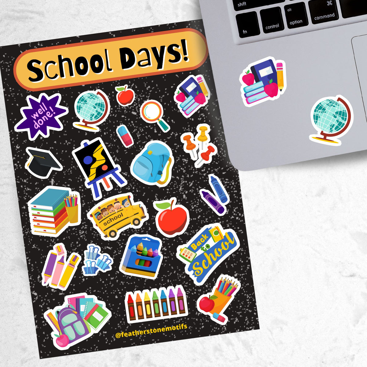 School Work Sticker School Days Sticker Sheet – Featherstone Motifs
