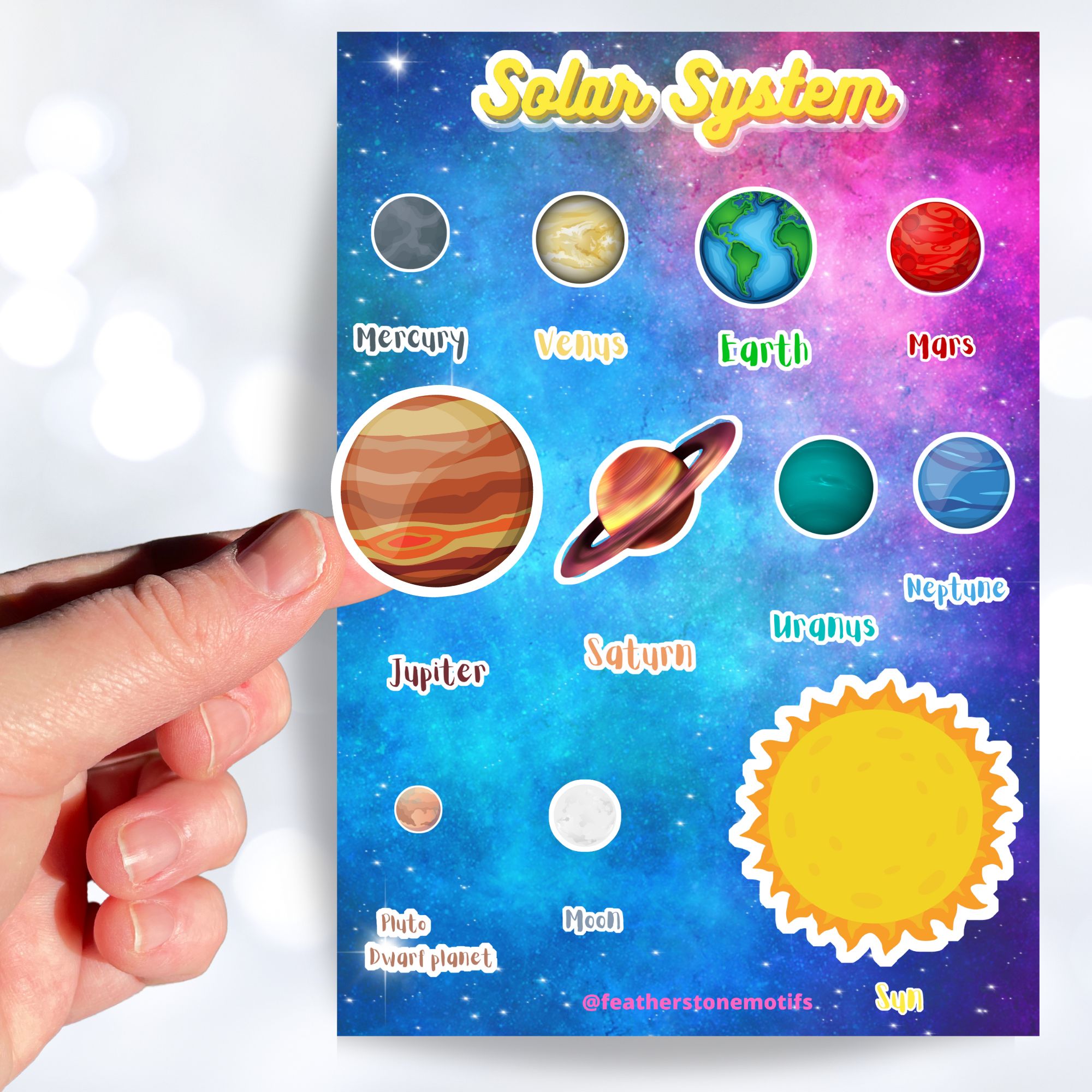 Solar System Sticker Sheet – Featherstone Motifs