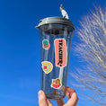 Load image into Gallery viewer, This sticker sheet is great for educators to give to students, or for students to give as a gift to their teacher/educator! The sticker sheet is filled with sticker images like books, and inspirational sayings like "Keep Going", "Never Stop Reading", and "School is Cool". This image shows a water bottle with the sheet header reading "Teacher", a turtle holding books, a rainbow, and owls reading, applied to it.
